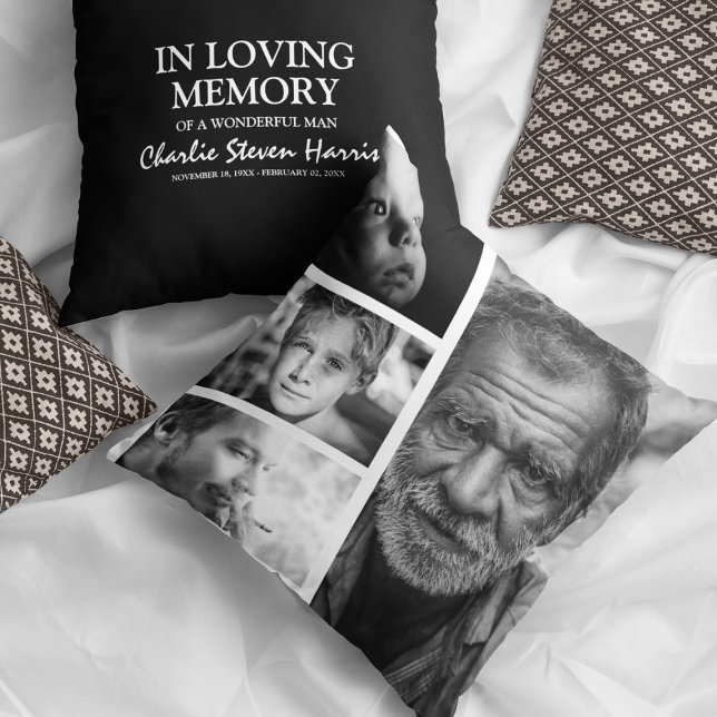 Modern Photo Collage Double Sided In Loving Memory Throw Pillow (Creator Uploaded)