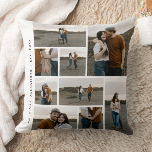 Modern Photo Collage Editable Throw Pillow