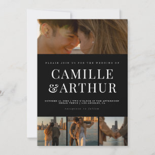 Modern Photo Collage Elegant Stylish Wedding Invitation