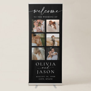 Modern Photo Collage Elegant Wedding Welcome Retractable Banner