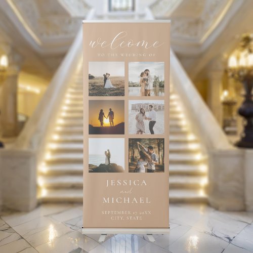 Modern Photo Collage Elegant Wedding Welcome Retractable Banner