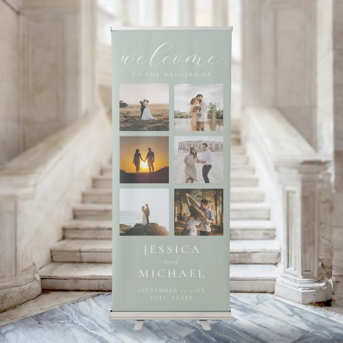 Modern Photo Collage Elegant Wedding Welcome Retractable Banner