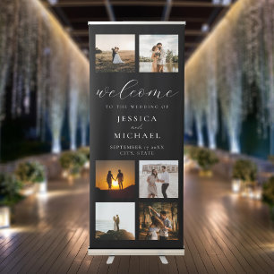 Modern Photo Collage Elegant Wedding Welcome Retractable Banner