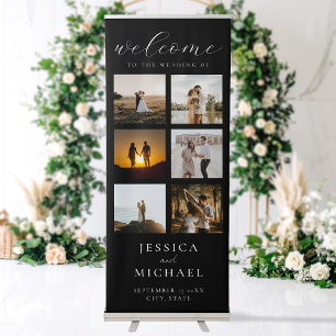 Modern Photo Collage Elegant Wedding Welcome Retractable Banner