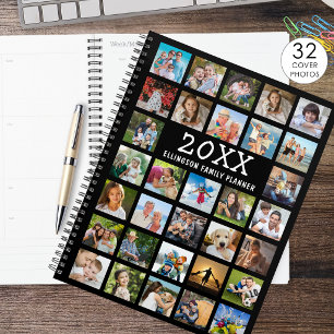 Modern Photo Collage Family Black Planner