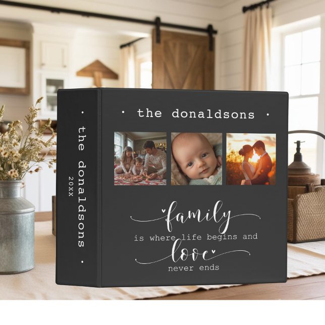 Modern Photo Collage Family Is Where Life Begins 3 Ring Binder (Creator Uploaded)