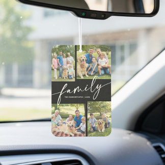 Modern Photo Collage Family Script Custom Air Freshener