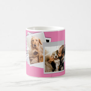 Modern Photo Collage Family with Pet Pink Cup