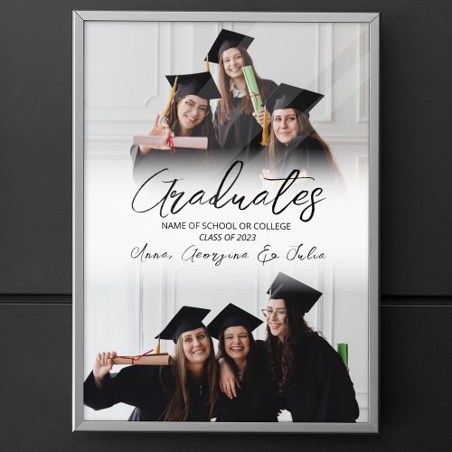 Modern Photo Collage Friends Graduation Party Poster