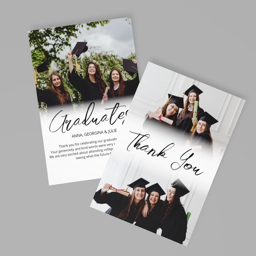 Modern Photo Collage Friends Graduation Thank You Card