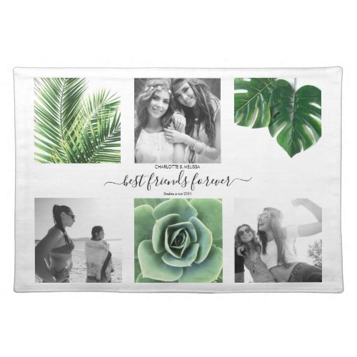 Modern photo collage friends kitchen towel placema cloth placemat