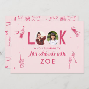 Modern Photo Collage Fun Hand-Drawn Birthday Invitation