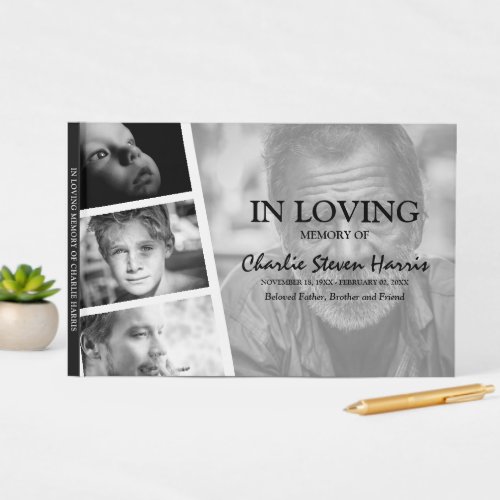 Modern Photo Collage Funeral Guest Book