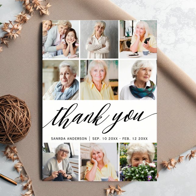 Modern Photo Collage Funeral Thank You Card (Creator Uploaded)