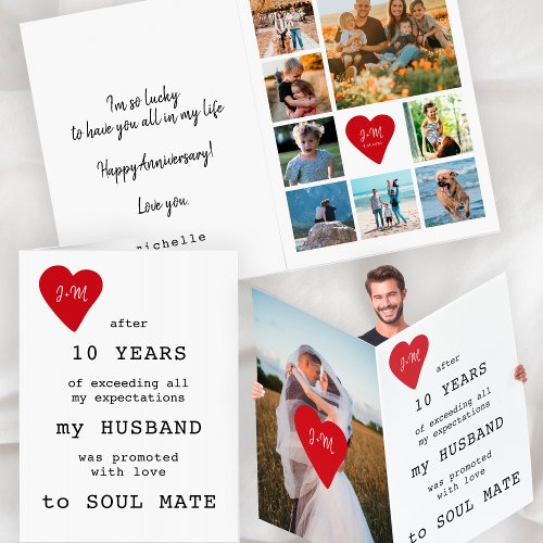 Modern photo collage giant wedding anniversary card