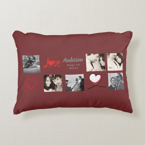 Modern Photo Collage Gift _ Wedding Anniversary Decorative Pillow