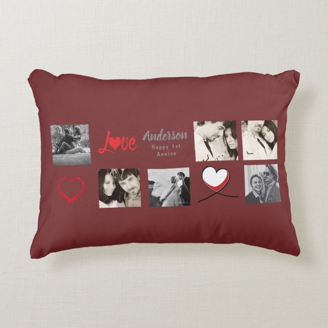 Modern Photo Collage Gift - Wedding, Anniversary Decorative Pillow (Front)