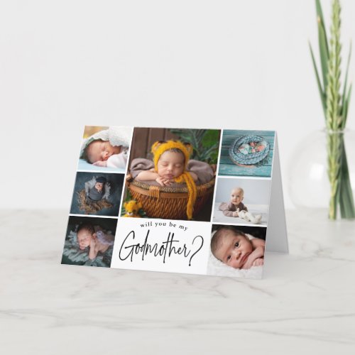 Modern Photo Collage Godmother Proposal Card