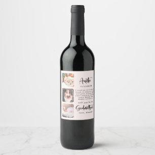 Modern Photo Collage Godmother Proposal  Wine Label
