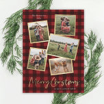 Modern Photo Collage Gold Merry Christmas  Holiday Card<br><div class="desc">A 5 photo collage modern Christmas card with handwritten script and minimal type. Click the edit button to customize this design.</div>