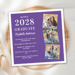 Modern Photo Collage Graduate Fun Facts Graduation Napkins