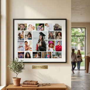 Modern Photo Collage Graduate Milestone Party Sign