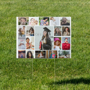 Modern Photo Collage Graduate Milestone Party Sign