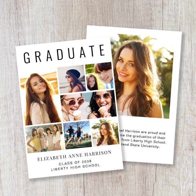 Modern Photo Collage Graduation Announcement (A modern photo collage graduation announcement to celebrate the graduate's achievements)