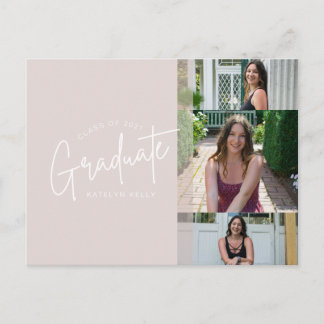 Modern Photo Collage Graduation Announcement Postcard