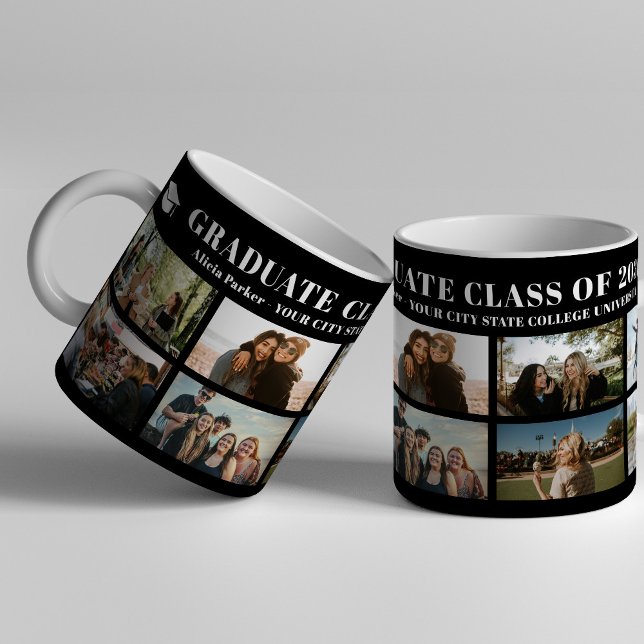 Modern photo collage graduation class of 2025 coffee mug (Creator Uploaded)