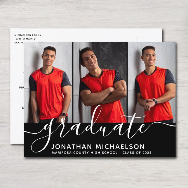 Modern Photo Collage Graduation Class of Announcement Postcard (Modern Photo Collage Graduation Class of Announcement Postcard)