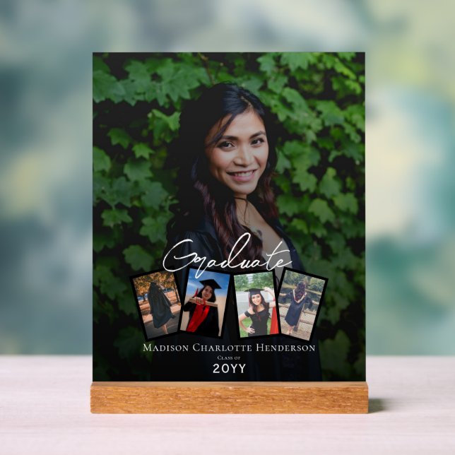Modern Photo Collage Graduation Keepsake Acrylic Sign (Neutral)