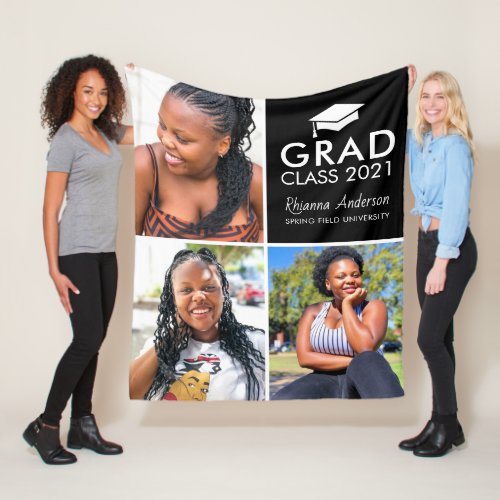 Modern Photo Collage Graduation Keepsake Graduate Fleece Blanket