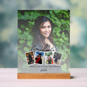 Modern Photo Collage Graduation Keepsake   White Acrylic Sign