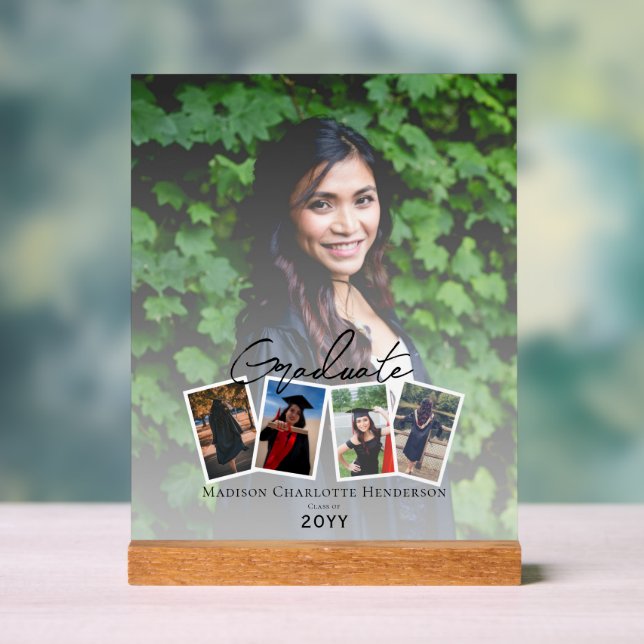 Modern Photo Collage Graduation Keepsake | White Acrylic Sign (Neutral)