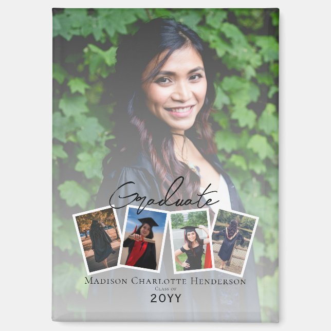 Modern Photo Collage Graduation Keepsake | White Magnet (Front)