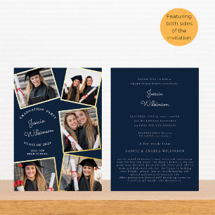 Modern photo collage graduation party foil invitation