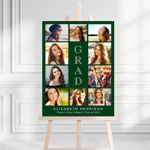 Modern Photo Collage Graduation Party Green Foam Board