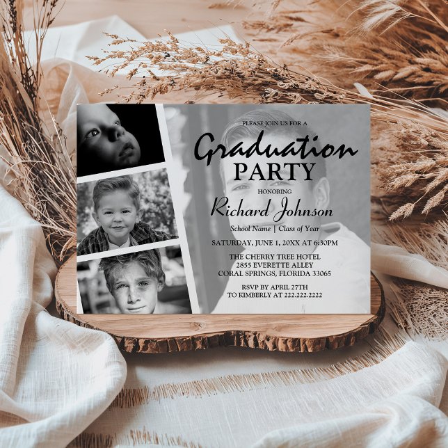 Modern Photo Collage Graduation Party Invitation (Creator Uploaded)