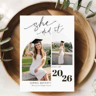 Modern Photo Collage Graduation Party Invitation Postcard