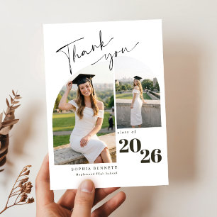 Modern Photo Collage Graduation Thank You Card