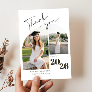 Modern Photo Collage Graduation Thank You Card