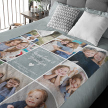 Modern Photo Collage Grandma Grandpa Custom Blue