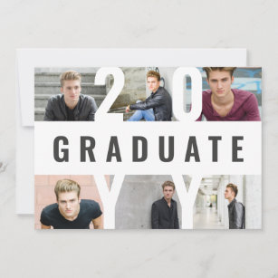 Modern photo collage graphic typography graduation announcement