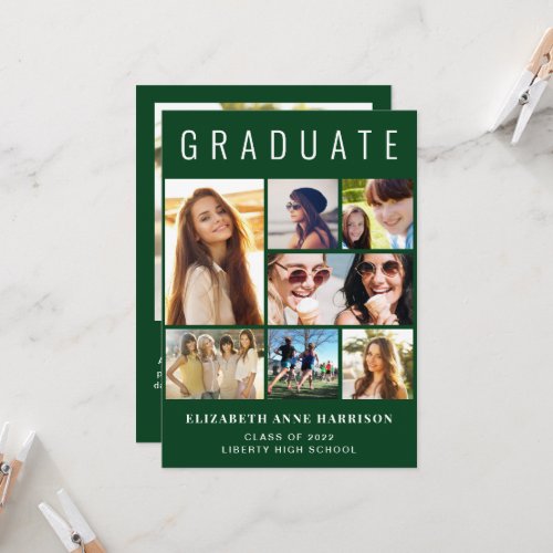 Modern Photo Collage Green Graduation