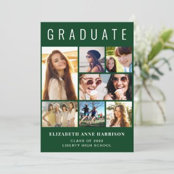 Modern Photo Collage Green Graduation | Zazzle