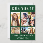 Modern Photo Collage Green Graduation Announcement (Front)