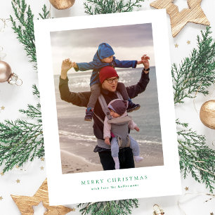modern photo collage green merry christmas happy holiday card