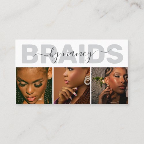 Modern Photo Collage Hair Braider QR Code Logo Business Card