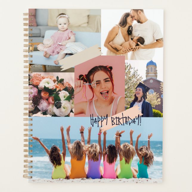 Modern photo collage Happy birthday Cute Planner (Front)